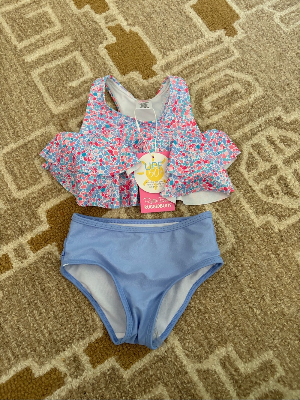 Ruffle Butts Pink & Blue Floral Ruffle Bikini